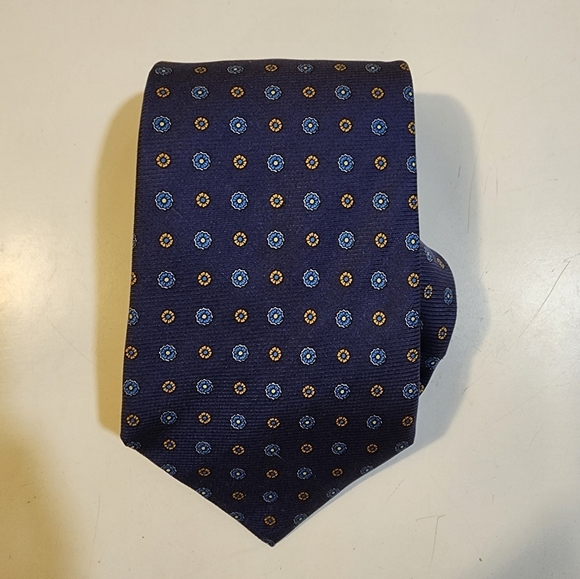 La Cravatta Navy Blue 100% Silk tie - Picture 1 of 8